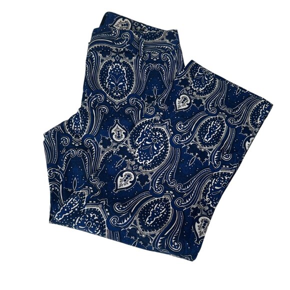 Talbots Womens Blue Paisley Print Capri Pants Size 4 Cotton/Spandex Blend - Picture 9 of 13